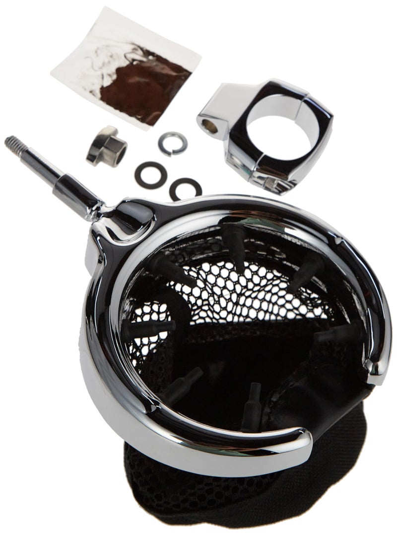 Kuryakyn 1475 Motorcycle Handlebar Accessory: Drink/Cup Holder with Mesh Basket, Universal Fit for Motorcycles with 1-1/4" Diameter Bars, Chrome - Image 2